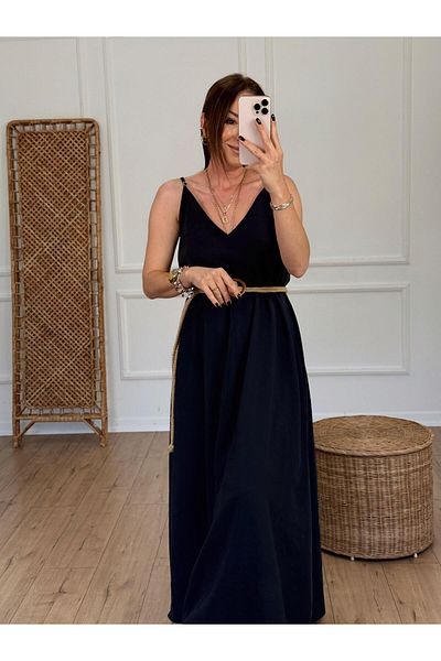 X-Young Strap v-neck dress black