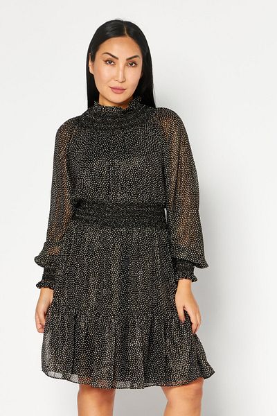 Michael Kors Women Allover Print Mini Dress, Black Combo