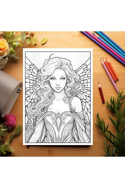 Legendary Gifts Coloring Book, 35 Illustrations, Angels, 70 Pages, Format: A5