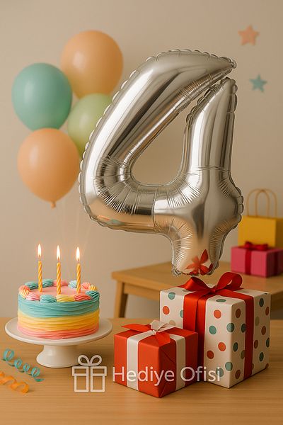 hediyeofisi 100 Cm Silver Gray Large Size Foil 0 Number Balloon 40inc