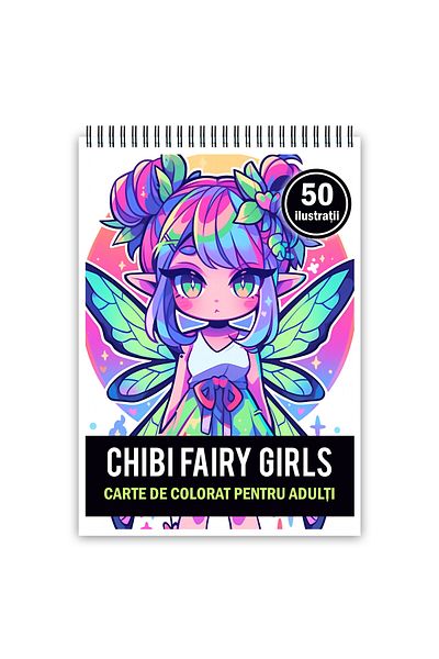 Legendary Gifts Adult Coloring Book, 50 Chibi Fairy Girls Illustrations, 106 Pages