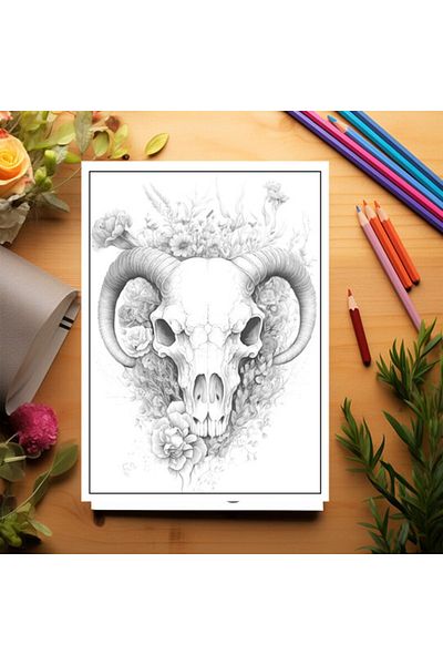 Legendary Gifts Adult Coloring Book, 50 Illustrations, Floral Skulls, 106 Pages