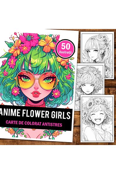 Legendary Gifts Anti-stress Coloring Book, 50 Illustrations, Anime Flower Girls, 106 Pages, Format: A5