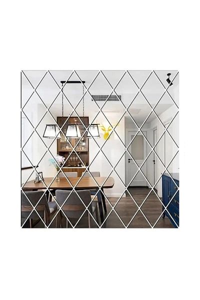 MACVI Set 58 Oglinzi Decorative Macvi® Acrilice, Romb, Autoadezive 100 x 100 cm pentru Casa