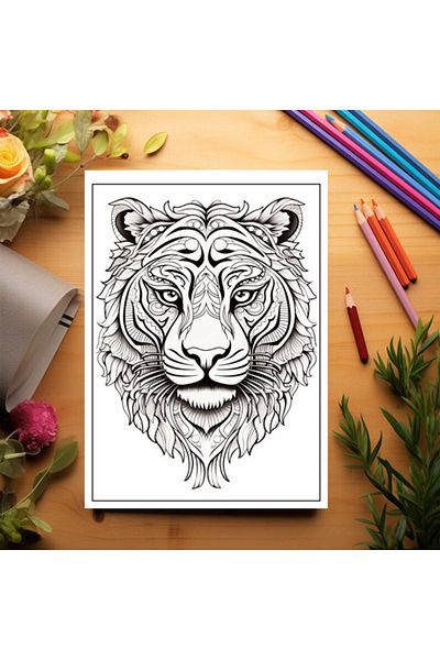 Legendary Gifts Coloring Book, 50 Illustrations, Mandala Tigers, 106 Pages, Format: A5