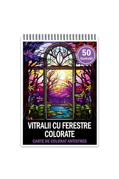 Legendary Gifts Anti-stress coloring book, 50 illustrations Stained Glass with Colored Windows, 106 pages, Format: A5
