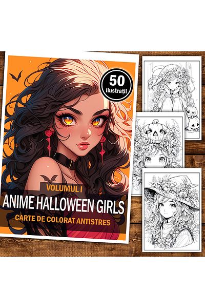 Legendary Gifts Anti-stress Coloring Book, 50 Anime Halloween Girls Illustrations, 106 Pages, Format: A5i