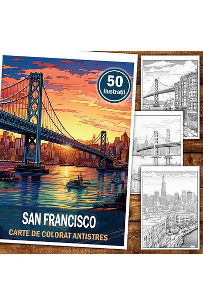 Legendary Gifts Anti-stress Coloring Book, 50 Illustrations San Francisco, 106 Pages, Format: A5