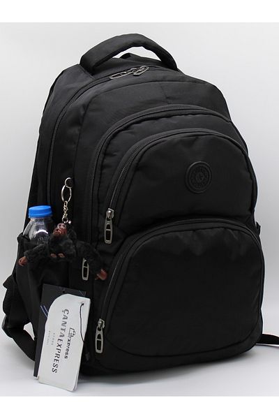 ÇantaExpress 34600 Black Water Resistant Fabric School Bag Unisex School Backpack