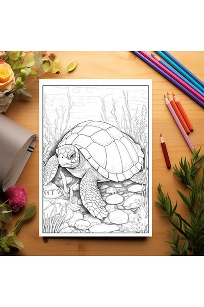 Legendary Gifts Coloring Book, 50 Illustrations, Turtles, 106 Pages, Format: A5