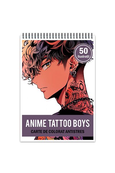 Legendary Gifts Anti-stress Coloring Book, 50 Illustrations, Anime Tatoo Boys, 106 Pages, Format: A5