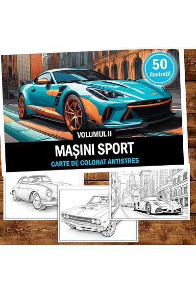 Legendary Gifts Anti-stress Coloring Book, 50 Illustrations, Sports Cars - Volume Ii, 106 Pages, Format: A5