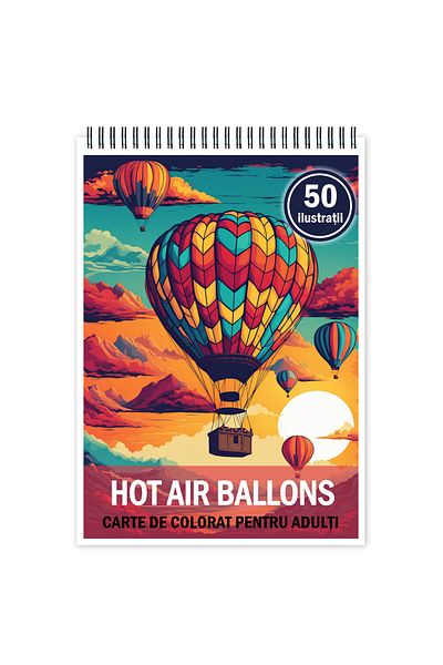 Legendary Gifts Anti-stress Coloring Book, 50 Illustrations, Hot Air Ballons, 106 Pages, Format: A5