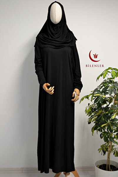 Bilenler Γυναικείο χτενισμένο βαμβακερό φόρεμα προσευχής με αυτοκαλυμμένο μαντήλι άνετο και ευρείας εφαρμογής – ένα κομμάτι