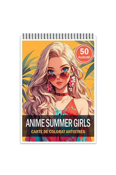 Legendary Gifts Adult Coloring Book, 50 Illustrations, Anime Summer Girls, 106 Pages