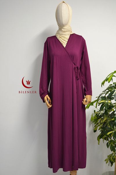 Bilenler Women's Side Tie Cotton Combed Prayer Dress – Size 38-48