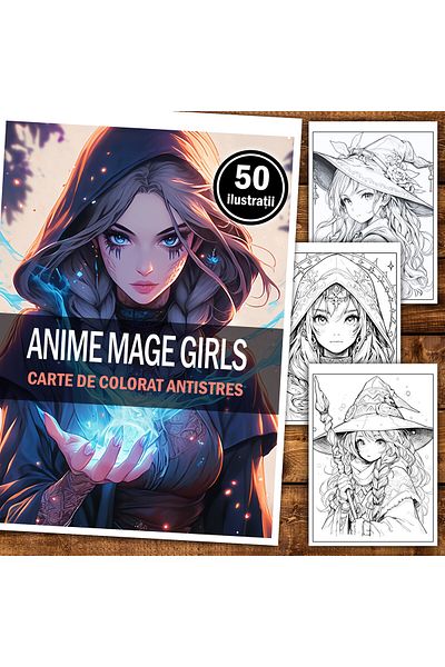 Legendary Gifts Anti-stress Coloring Book, 50 Illustrations, Anime Mage Girls, 106 Pages, Format: A5