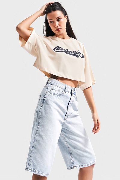 its basic Blugi de zăpadă pentru femei Culoare 4s5-3 Mărime maxi 100% bumbac Bermude din denim