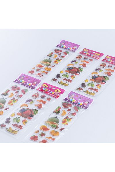 Bimotif 6pcs embossed adhesive sticker, mixed fruits