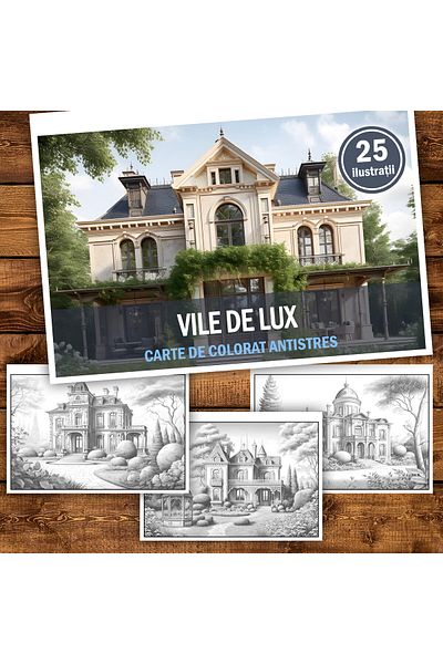 Legendary Gifts Anti-stress Coloring Book, 25 Illustrations Luxury Villas, 56 Pages, Format: A5