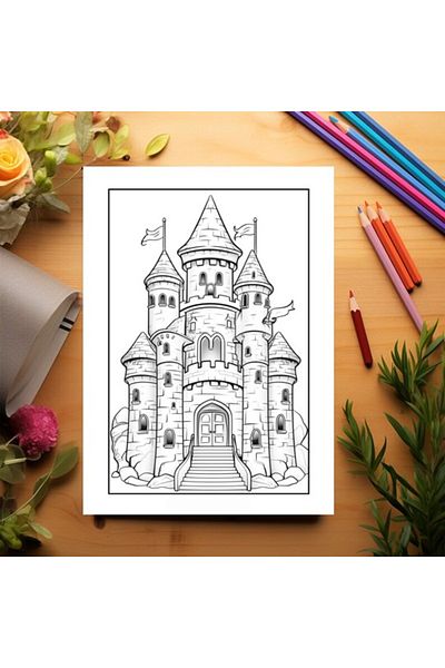 Legendary Gifts Coloring Book, 50 Illustrations, Castles, 106 Pages, Format: A5