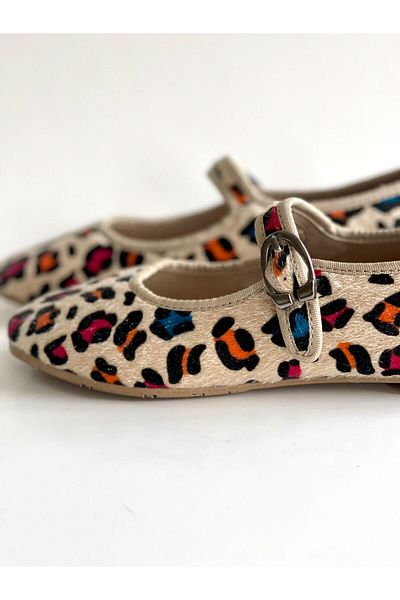 Merli&Rose Girls & Teenage Girls Colorful Leopard Buckle Classic Ballerinas (Size 34–42)