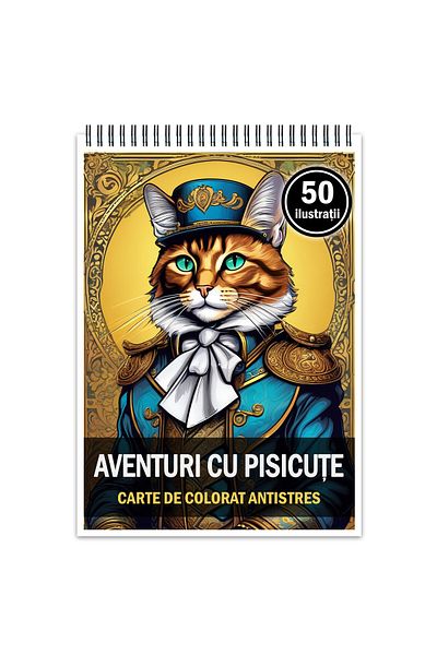 Legendary Gifts Anti-stress Coloring Book, 50 Illustrations, Adventures With Kittens, 106 Pages, Format: A5