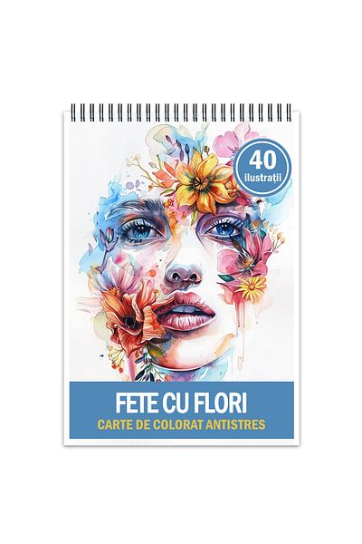 Legendary Gifts Anti-stress Coloring Book, 40 Illustrations, Flower Girls, 86 Pages, Format: A5