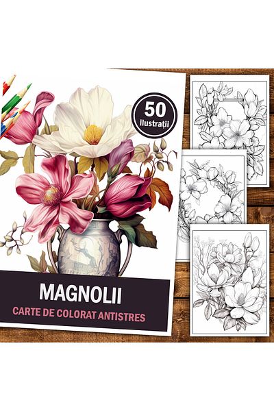 Legendary Gifts Coloring Book For Relaxation And Anti-stress, 50 Illustrations, Magnolias, 106 Pages, Format: A5