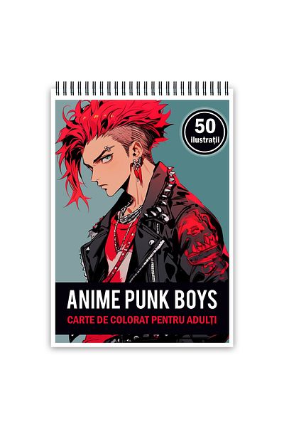 Legendary Gifts Adult Coloring Book, 50 Anime Punk Boys Illustrations, 106 Pages