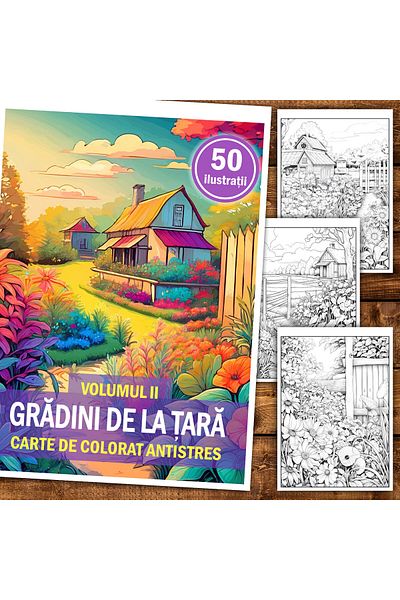 Legendary Gifts Anti-stress Coloring Book, 50 Illustrations Country Gardens - Volume Ii, 106 Pages, Format: A5