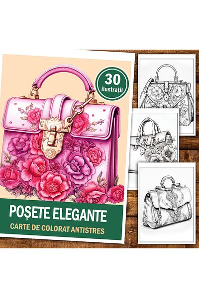Legendary Gifts Anti-stress Coloring Book, 30 Illustrations Elegant Bags, 66 Pages, Format: A5