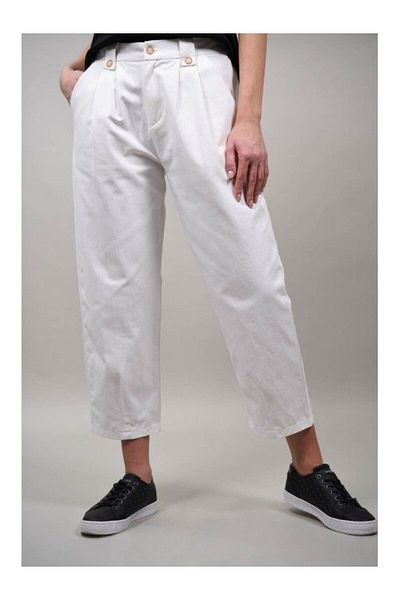 Y TWO WOMEN Carrot Trousers With Brushes In Top Irene White M-l