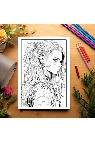 Legendary Gifts Anti-stress Coloring Book, 50 Illustrations, Anime Punk Girls, 106 Pages, Format: A5i
