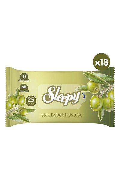 Sleepy Natural Olive Oil and Cotton Wet Baby Towel 18 X 25 450 Sheets