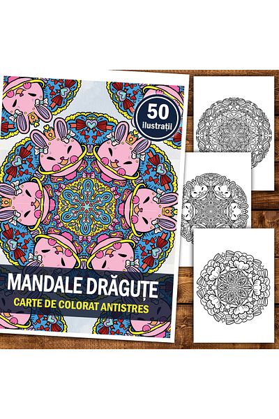Legendary Gifts Anti-stress Coloring Book, 50 Cute Mandala Illustrations, 106 Pages, Format: A5