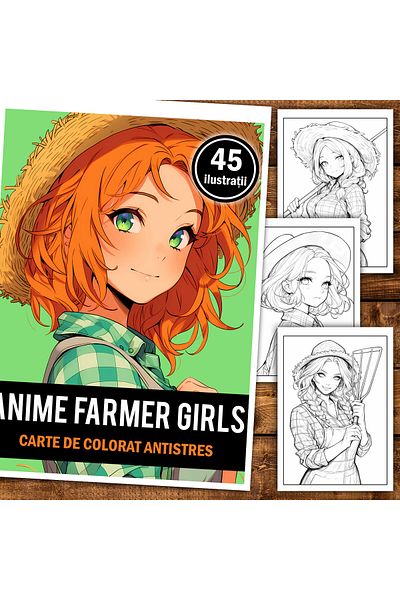 Legendary Gifts Anti-stress Coloring Book, 45 Illustrations, Anime Farmer Girls, 96 Pages, Format: A5