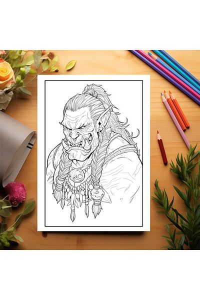 Legendary Gifts Adult Coloring Book, 50 Illustrations, Orcs And Goblins, 106 Pages, Format: A5