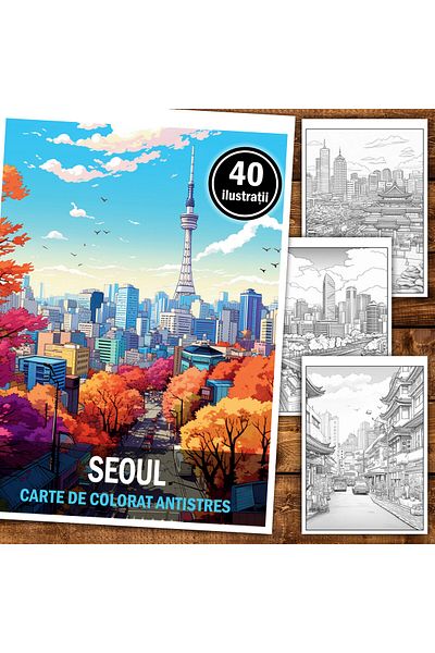 Legendary Gifts Anti-stress Coloring Book, 40 Seoul Illustrations, 86 Pages, Format: A5
