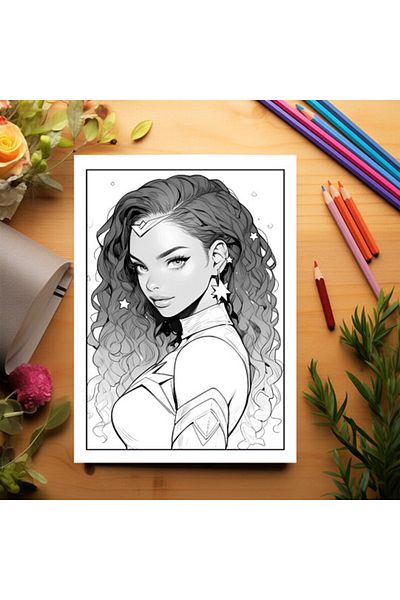Legendary Gifts Coloring Book, 50 Illustrations, Anime Superhero Girls, 106 Pages, Format: A5