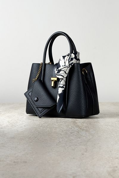 DSN Elegant Women's Hand and Shoulder Bag with Soft Texture - 2 Size Straps + Card Holder and Scarf Gift