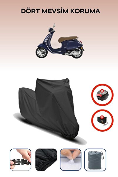 Breen Siyah "Vespa Primavera 150" Motosiklet Brandası, Arka Çanta ve Kilit Uyumsuz