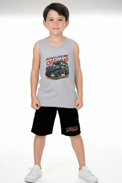 FYK KİDS Boy's Advanture Printed Top-Bottom Suit