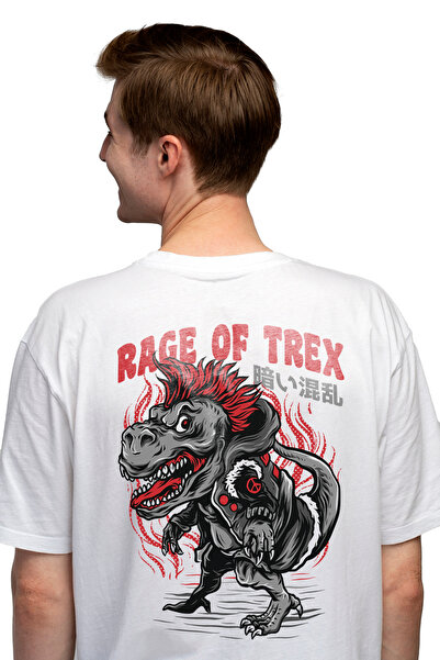 StoryGift Romania Tricou bărbătesc cu dinozaur T-rex cu creastă roșie și jach...
