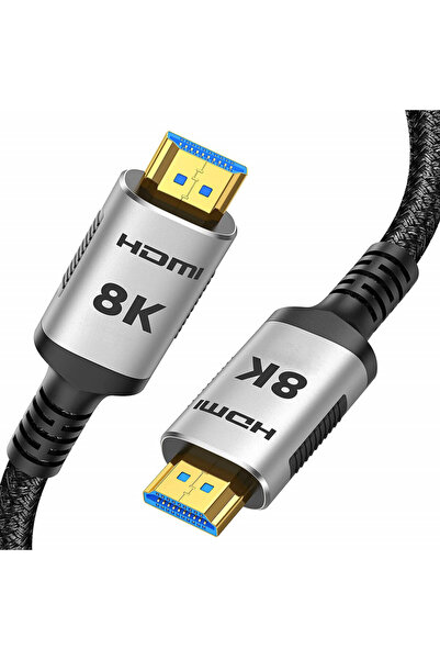 Snowkids Cablu HDMI 2.1, nailon/aliaj de aluminiu, gri/negru, 2 m, 8K