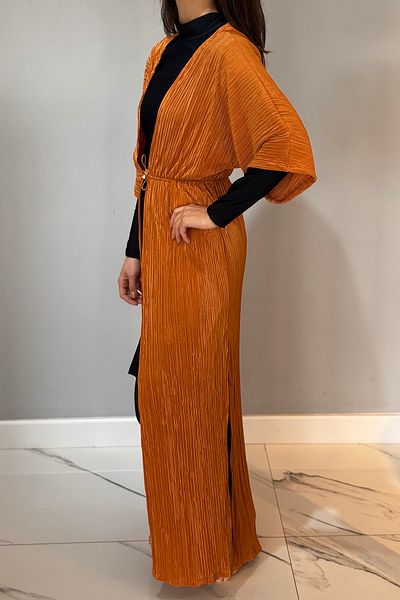 Remsa Mayo Pleated Kimono Pareo Kaftan Connectable Rpk004 Cinnamon