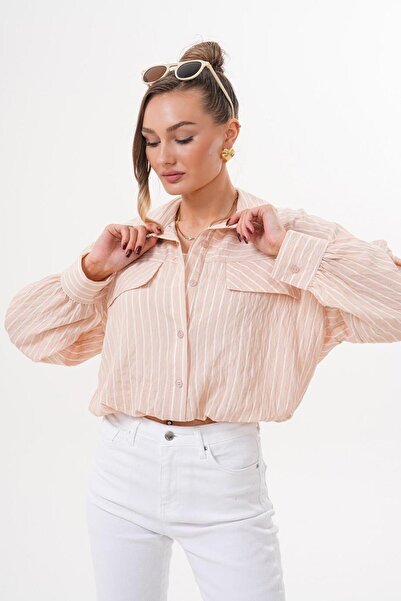 Flame İstanbul Butik قميص مفتوح بجيب مزدوج مخفي SRP2039