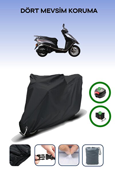 Breen Black (Kanuni Mati 125) Motorcycle Tarpaulin, Back Bag and Lock Compatible