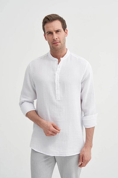 Cazador Long Sleeve White Men's Shirt 2025