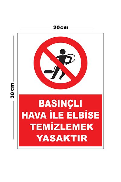 Lucena Metal Compressed Air Prohibited Clothes Cleaning 20cm X 30cm A4 Size Warning Sign Direction